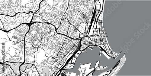 Urban vector city map of Durban, South Africa