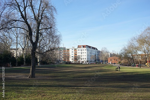 Berlin, Germany_15, February 2019_Winter View of Heinrich Lassen Park.