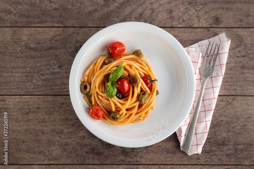 Spaghetti in tomato sauce.