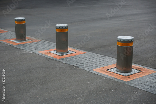 automatic bollards on the road