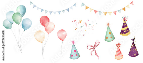 watercolor balloons colorful for party