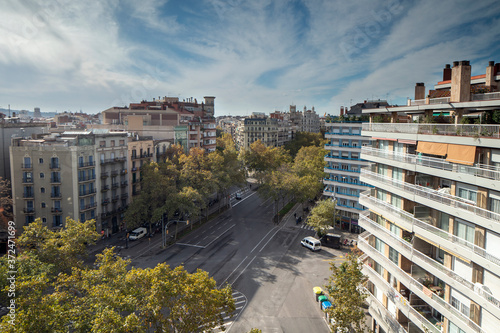 Elevated view of apartment buildings, Barcelona, Spain