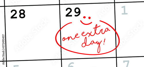 Happy Leap day or leap year slogan. Calendar page month 29 February, 2020 and 366 days. 29th Day of february, today one extra day. line pattern banner Fun vector icon sign 