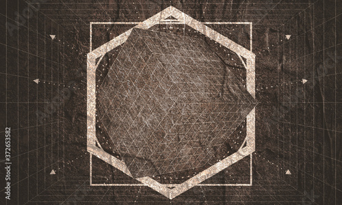 Mystery, witchcraft, occult and alchemy geometry. Mystical vintage gothic thin lines style background.