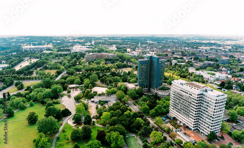 Dortmund, Germany - June 2019: Landscape of Dortmund from Florian Tower, Florian is a telecommunications tower.