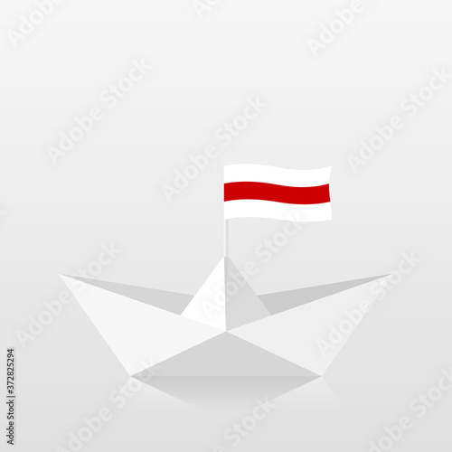 Paper boat with belarus white-red-white flag