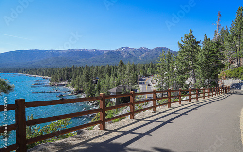 INCLINE VILLAGE, NEVADA, UNITED STATES - Oct 22, 2019: East Shore Trail multi use path in Lake Tahoe