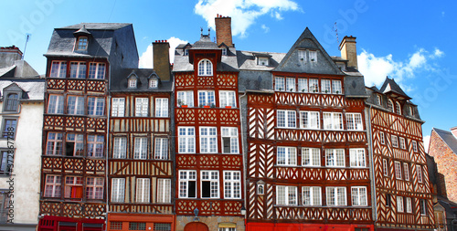 Rennes, France - Traditional half-timbered houses from the 17th century, Place du Champ-Jacquet.