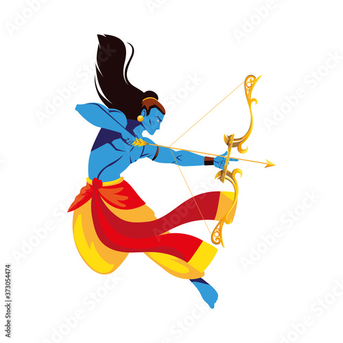 lord ram cartoon with bow and arrow vector design