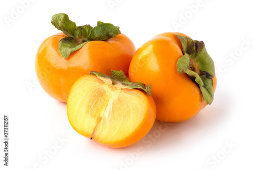 Persimmon fruit on white