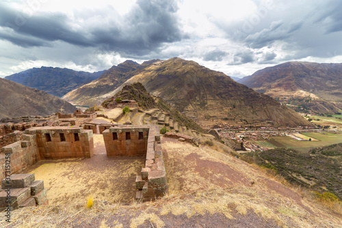 The ruins of the ancient Inca city of Pisac, Peru.