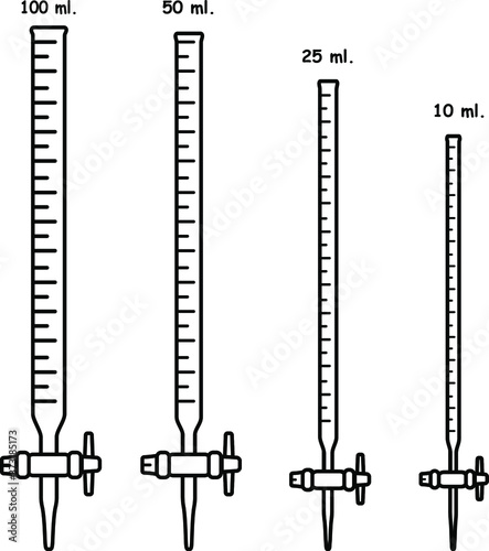 buret size 100 50 20 10 ml. vector icon outline design