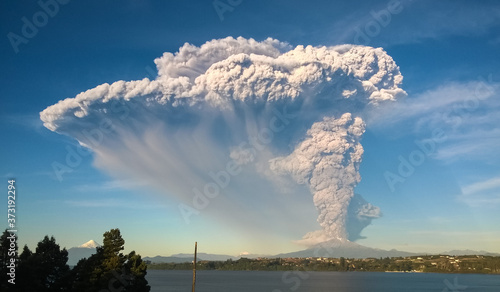 Eruption of Calbuco Volcano close to Puerto Varas in the south of Chile