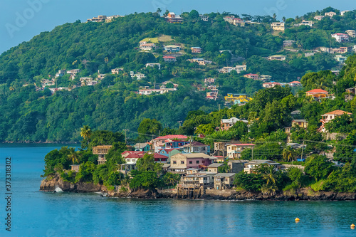 A view towards waterfront properties in St Georges, Grenada