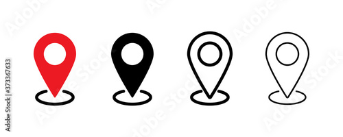 Pin location icon. Vector isolated element. Set of location pointer icons. Stock vector.