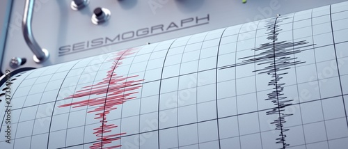 Seismograph predicting earthquakes with precision. 