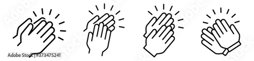 Applause audience icon. Clap, plaudits, standing ovation symbol. flat hands clapping icons. High five signs. Vector human language sign. compliment day. Bravo congratulation, congrats. Cheer hands up