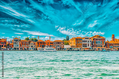 A view of the island of Giudecca, located opposite main island Venice. Italy.
