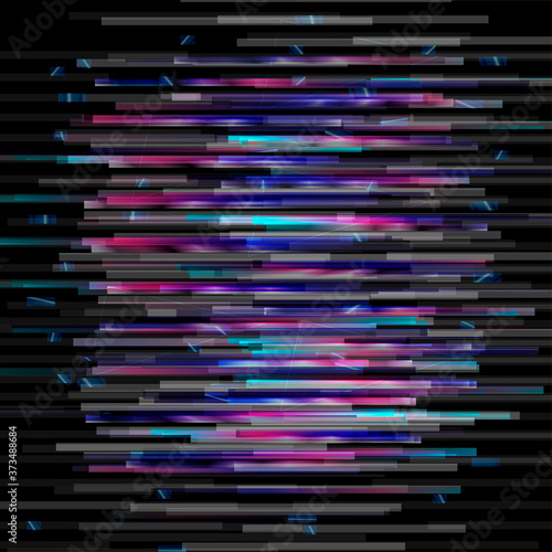 Glitch TV vector template effect noise distortion interference on the monitor, abstract background