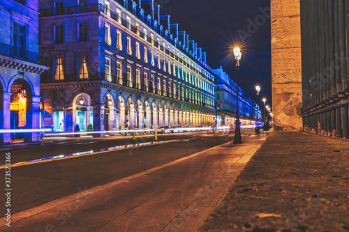 Rue de Rivoli at night, Paris, France