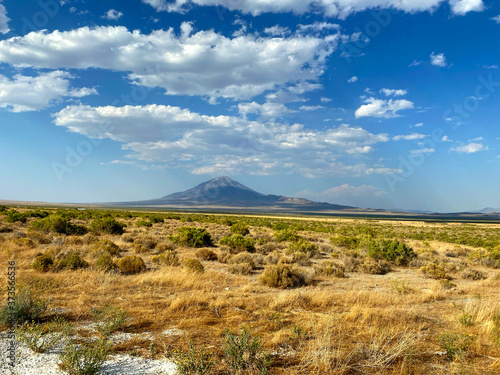 Nevada desert landscape with blue sky