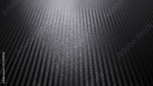 Carbon fiber texture realistic background. Dark with lighting. 3D rendering