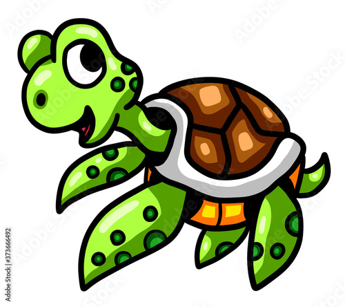 Stylized Adorable Happy Little Turtle