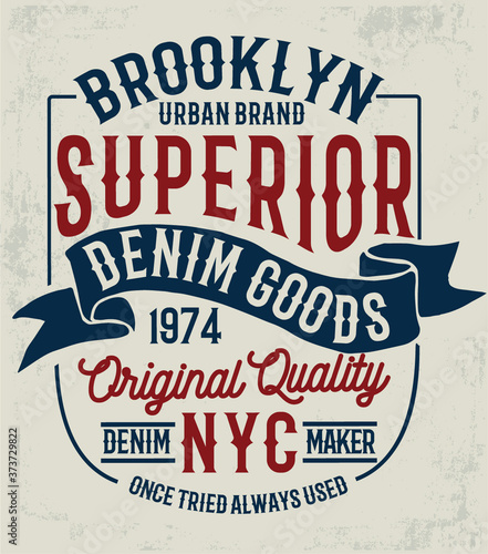 Vintage vector denim typography, for t-shirt prints and other uses.