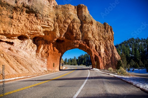 rock arch over road