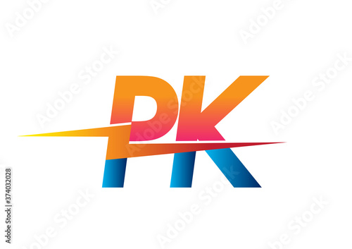 Letter PK logo with Lightning icon, letter combination Power Energy Logo design for Creative Power ideas, web, business and company.