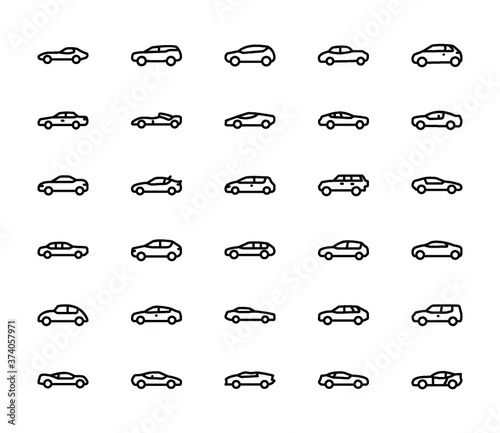 Motor Vehicle Line Icons 