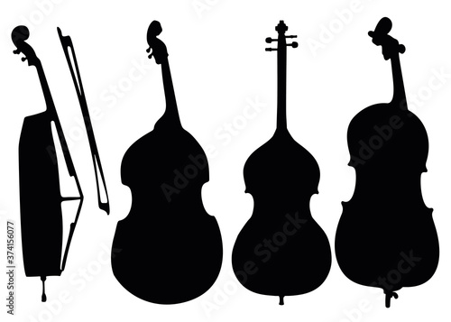 Double basses in the set. Musical instrument.
