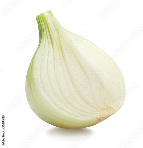 half onion bulb isolated on white