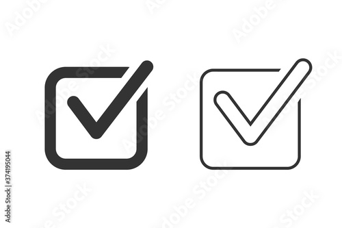 Check line icon set on white. vector