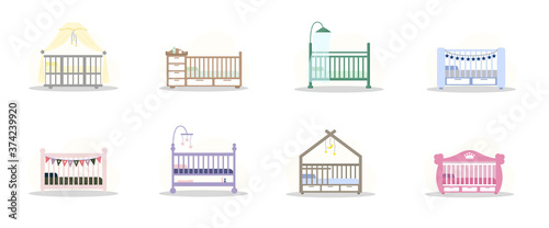Set of cot icons. Simple element from baby things icons collection. Creative baby cradle for ui, ux, apps, software and infographics. Vector illustration in flat style.