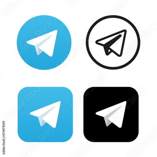 Aircraft Blue Button Icon Vector. Telegram icon.