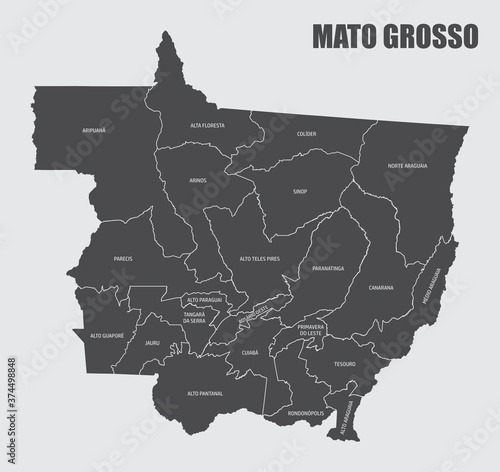 Mato Grosso State regions map