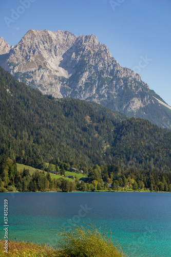Beautiful lake at the base of the Alps