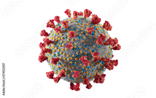 Coronavirus Covid-19. Scientifically accurate illustration of Covid corona virus cell.