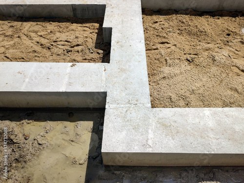 Concrete foundations for a residential building.