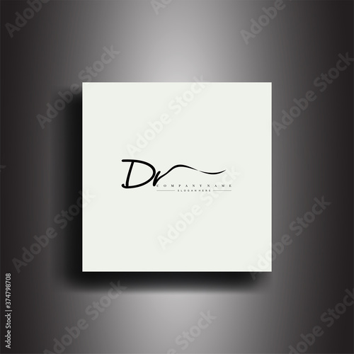 DR Signature style monogram.Calligraphic lettering icon and handwriting vector art.
