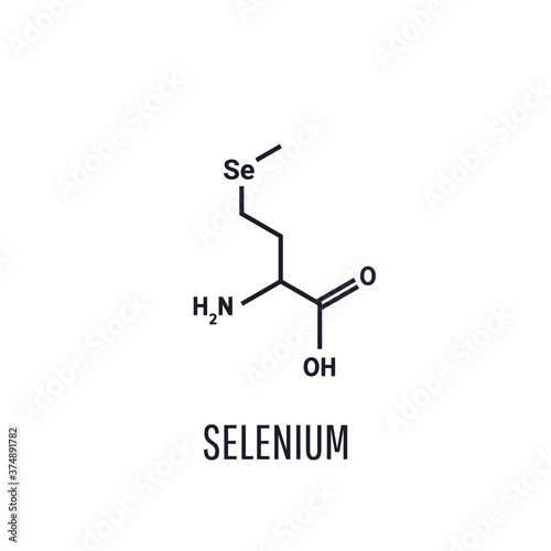 Selenomethionine is a naturally occurring selenium - containing amino acid. L-enantiomer, vector illustration isolated on a white background