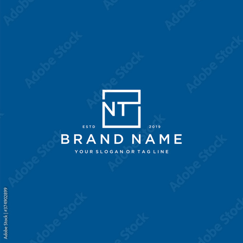 letter NT with a square design vector