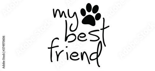 Slagan i love my dog or cat. Cartoon line pattern. Dog's or cats footprint, Funny vector dog quote signs. Lovers silhouette. Animals day Funny footsteps or steps. Pet paw step slogans