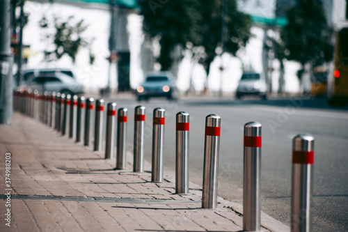 Anti parking bollard in the city