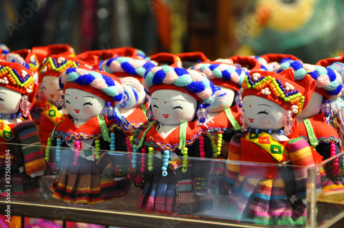 Beautiful souvenir dolls in native taiwanese dresses