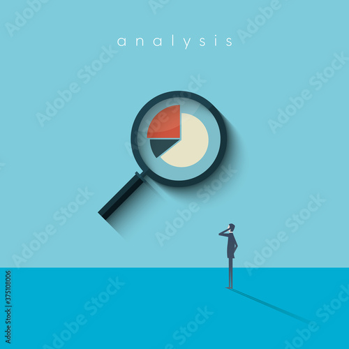 Accounting or financial advisor website vector illustration with businessman and magnifying glass symbol.