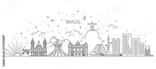 Brazil architecture vector line skyline