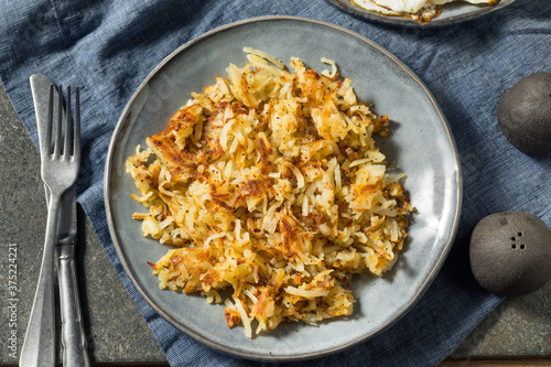 Homemade Fried Shredded Hashbrowns and Eggs