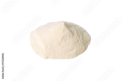 Agar-agar powder isolated on white background. Front views, close-up